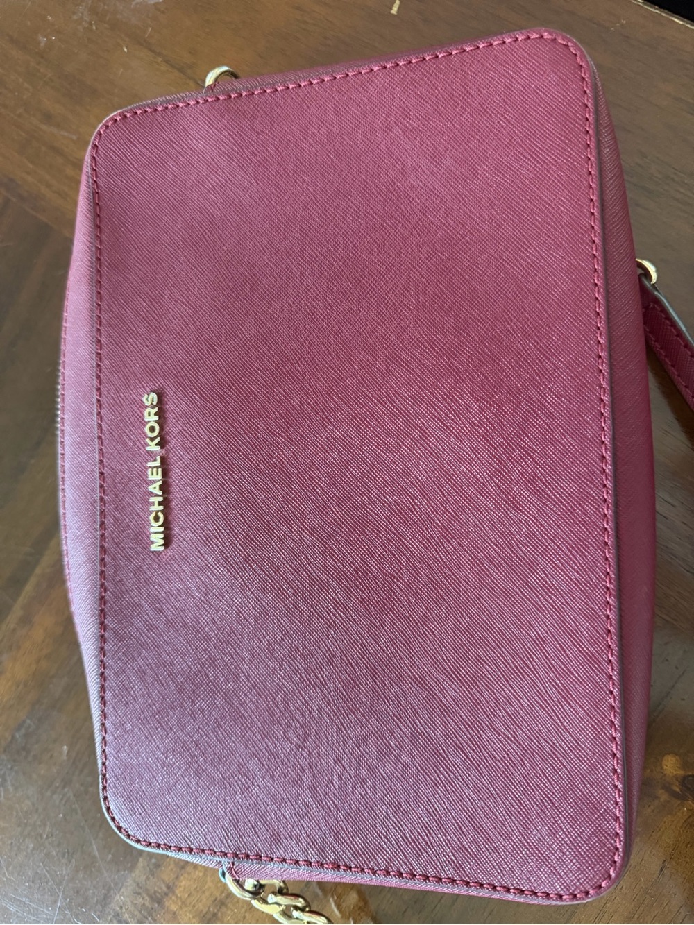 Michael Kors Saffiano Crossbody Bag - Wine
